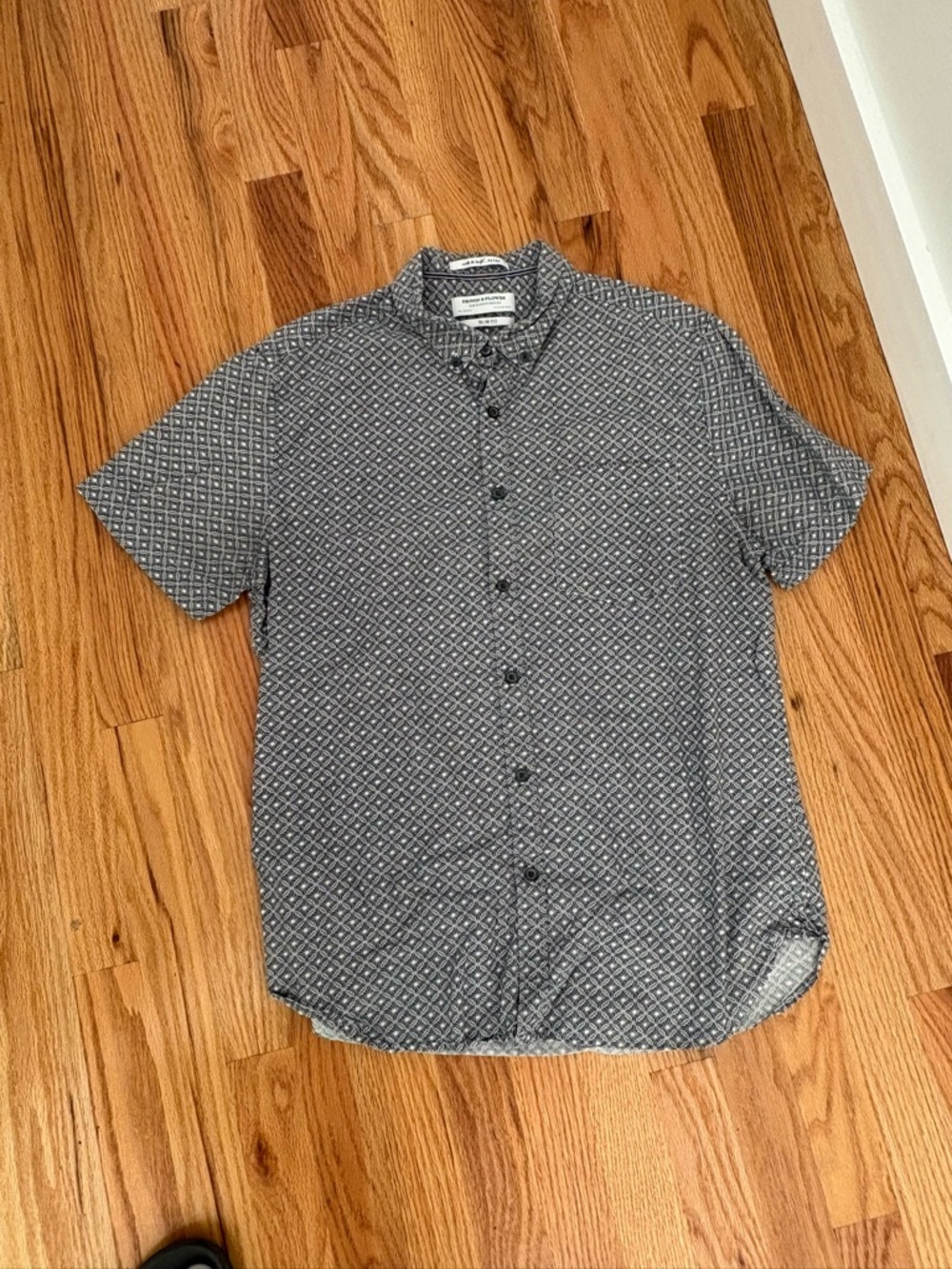 Denim and flower co  Blue Short-Sleeve Geometric Button-Down Shirt